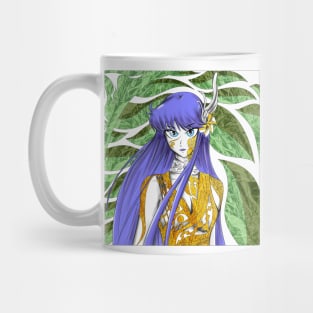 athena in floral golden cloth in the greek myth in saint seiya art Mug